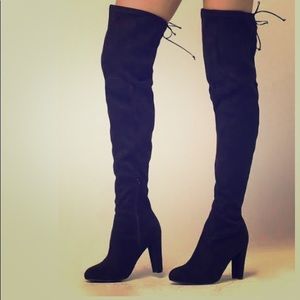 Over the knee suede boots